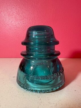 Hemingray 42 * Electric Insulator Teal Aqua Retro Collectible Glass Display Home